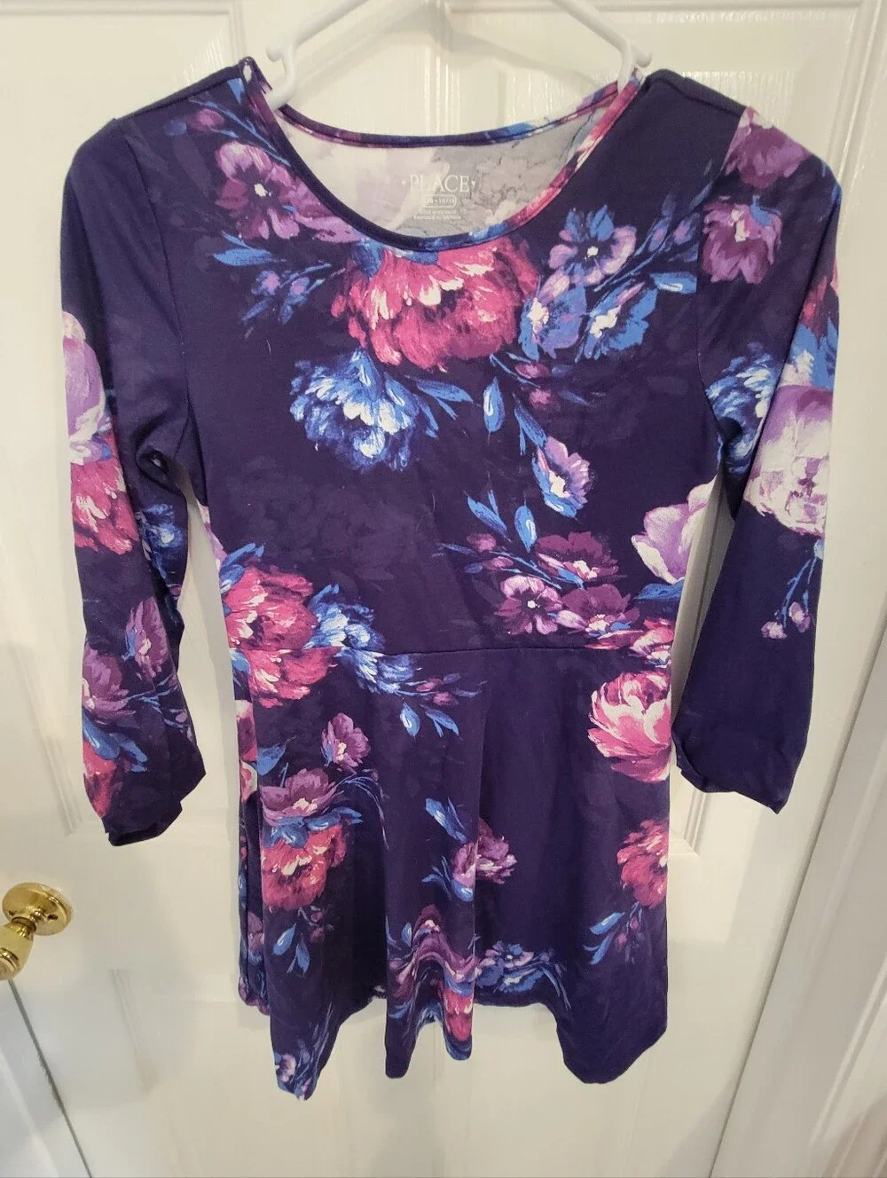 Children’s Place Girls 10/12 Purple Floral Long Sleeve Dress